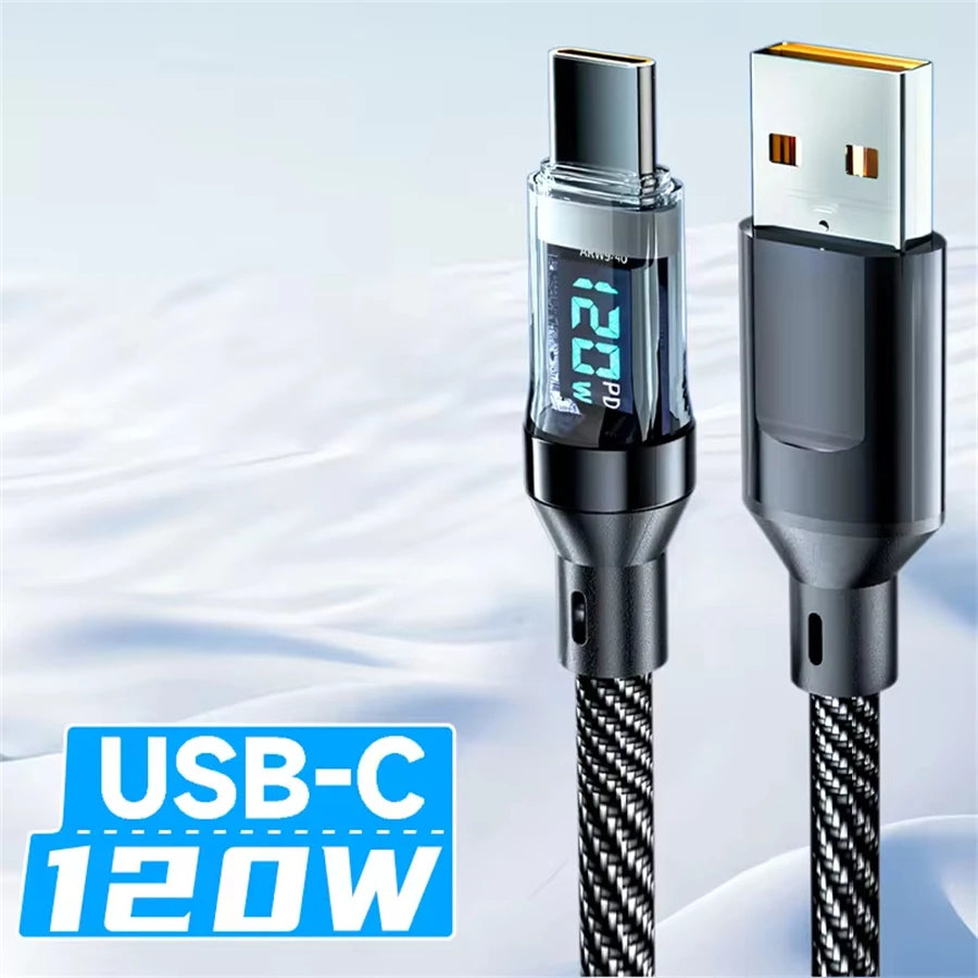 Câble USB-C LED 120W – Charge ultra-rapide & transfert de données